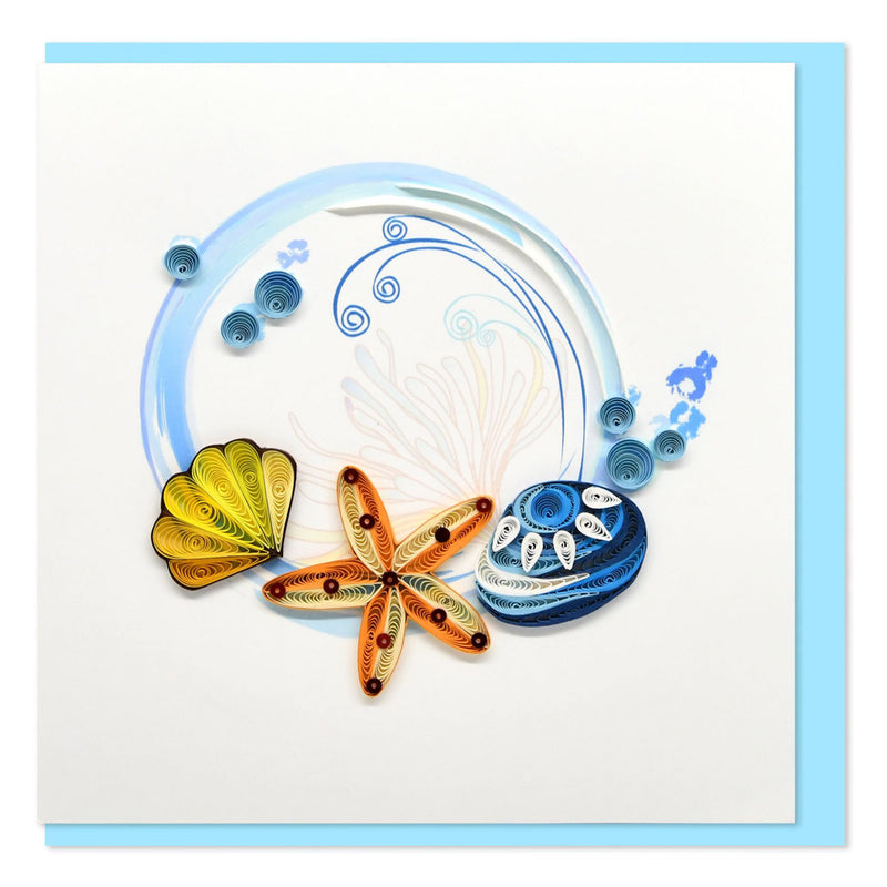 Quilled Starfish and Shells Greeting Card (15x15cm)