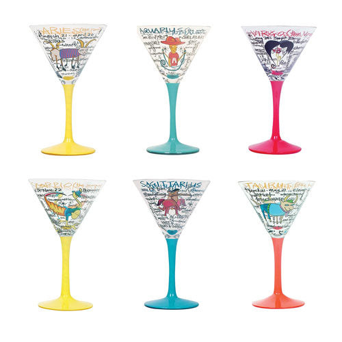 Zodiac Hand-Painted Martini Glass