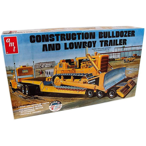 Lowboy Trailer & Bulldozer Combo Plastic Kit 1:25 Scale