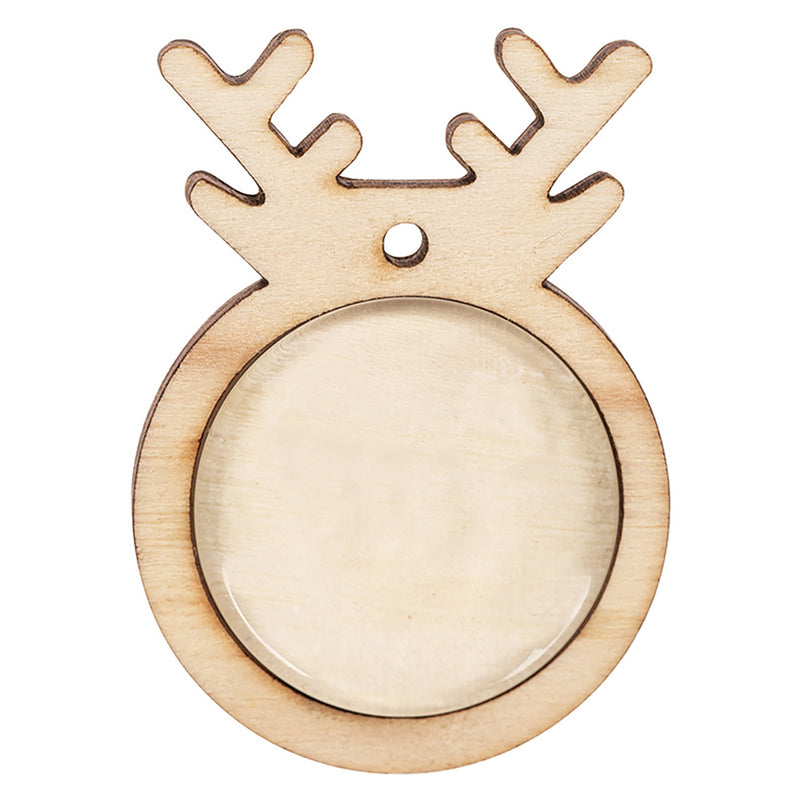 Wooden Reindeer Pendants with Cabochon 10pcs