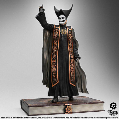 Ghost Papa Emeritus in Black Robes Rock Iconz Statue