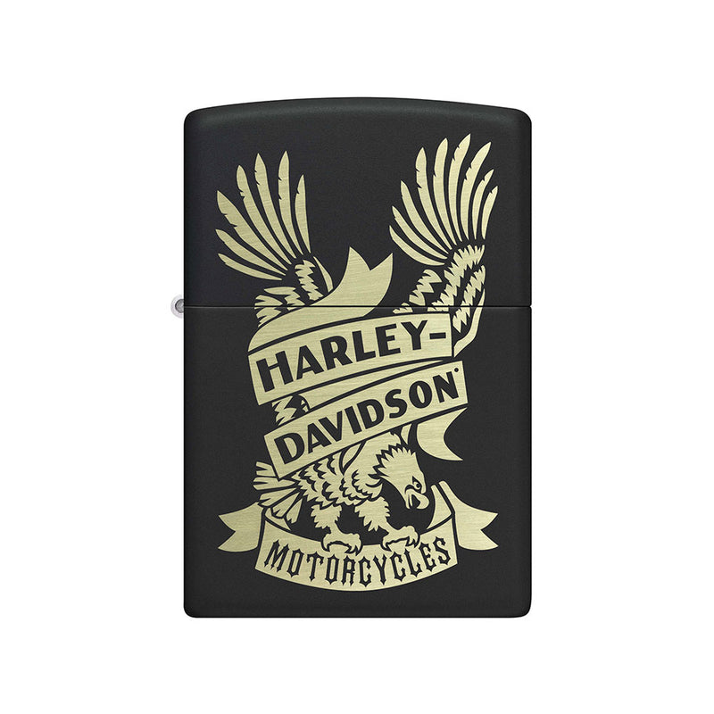 Matowa czarna zapalniczka Zippo Harley Davidson