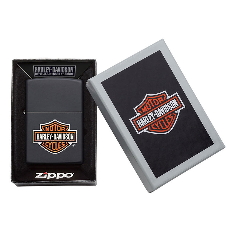 Matowa czarna zapalniczka Zippo Harley Davidson