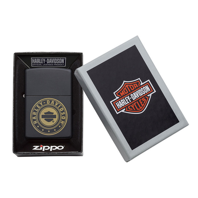 Matowa czarna zapalniczka Zippo Harley Davidson