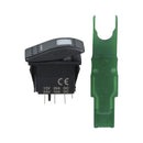 Podwójny przełącznik kołyskowy SPDT z etykietami i pokrywą