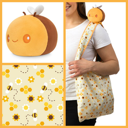 Yellow Bees & Honeycomb Tote Bag and Yellow Bee Plushie