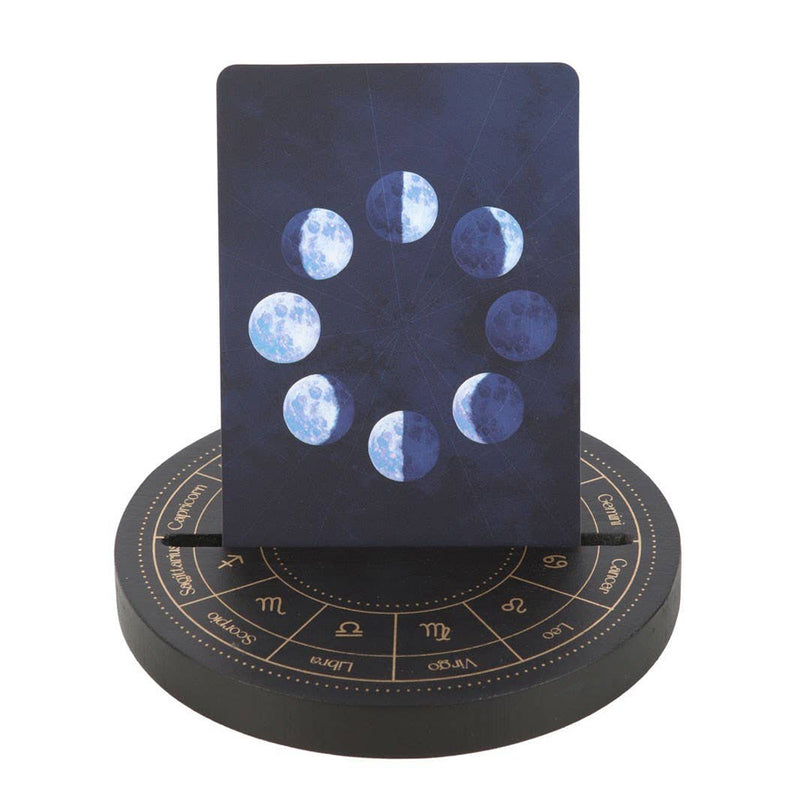 Black Zodiac Wheel Wooden Tarot Card Stand