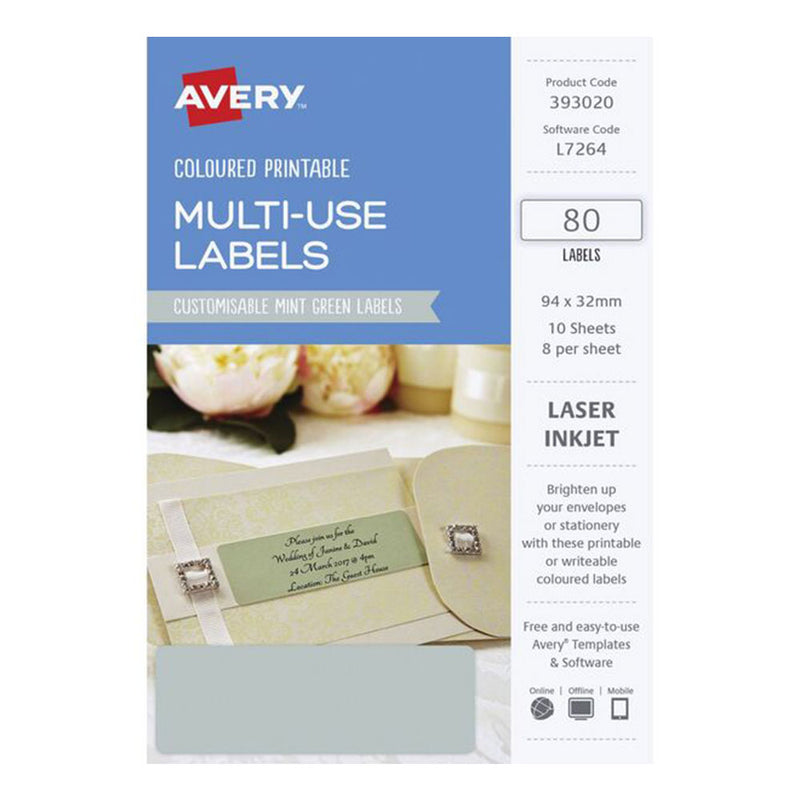 Prostokątne etykiety laserowe Avery 80 sztuk (94x32mm)