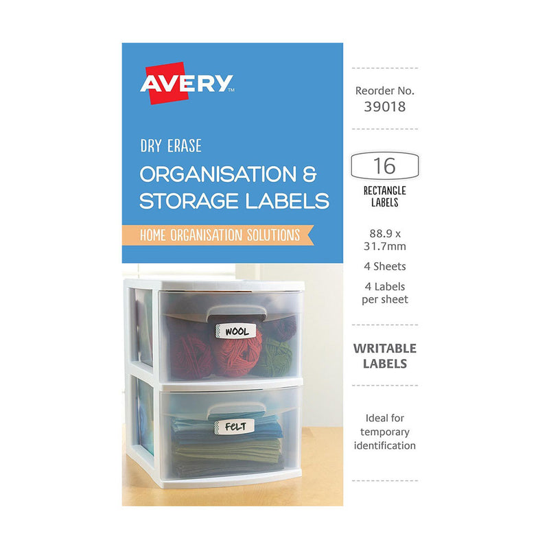 Etykiety Avery Erase Organizuj 16 szt. (89x32mm)
