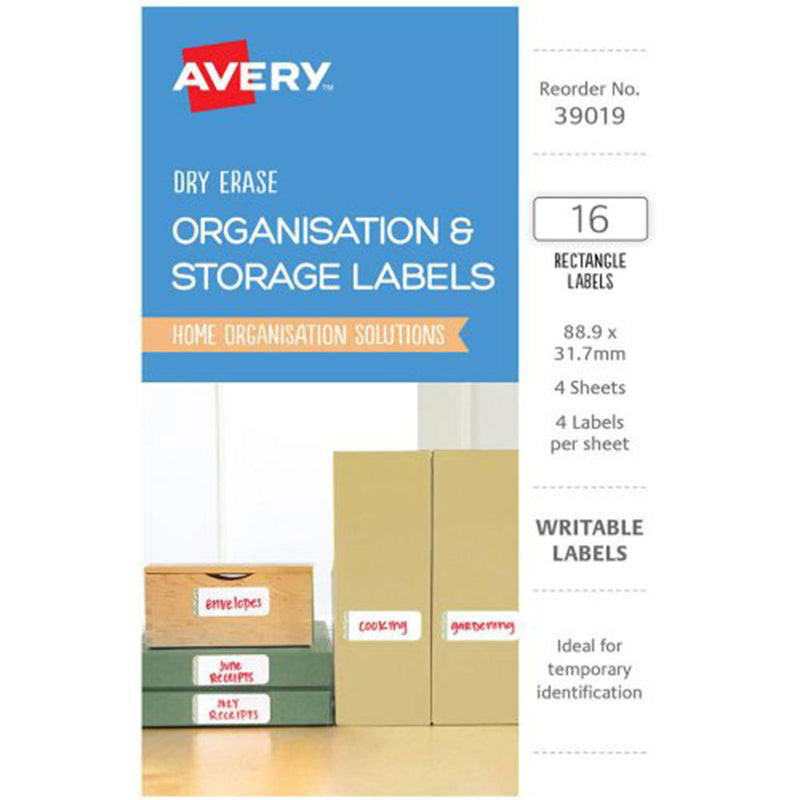 Etykiety Avery Erase Organizuj 16 szt. (89x32mm)