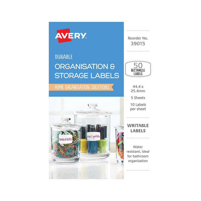 Etykiety organizacyjne Avery z możliwością zapisu, 50 szt. (44x25 mm)