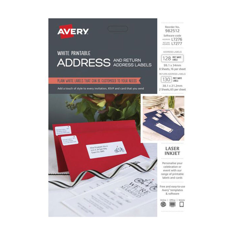 Zestaw etykiet adresowych i zwrotnych firmy Avery do wydrukowania