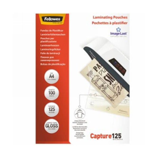 Fellowes A4 125 Micron Glossy Laminating Pouch (Pack of 100)