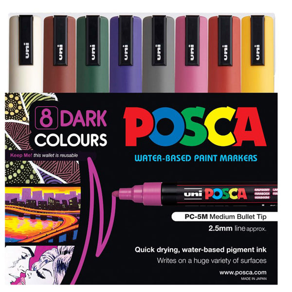 Uni PC5M Dark Colours Marker (Pack of 8)