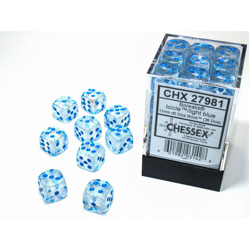 Blok kości świetlnych Borealis Chessex 12mm D6