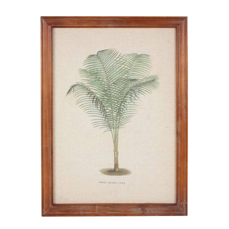 Oprawiona sztuka ścienna z palmami w stylu vintage (38x52x1,8cm)
