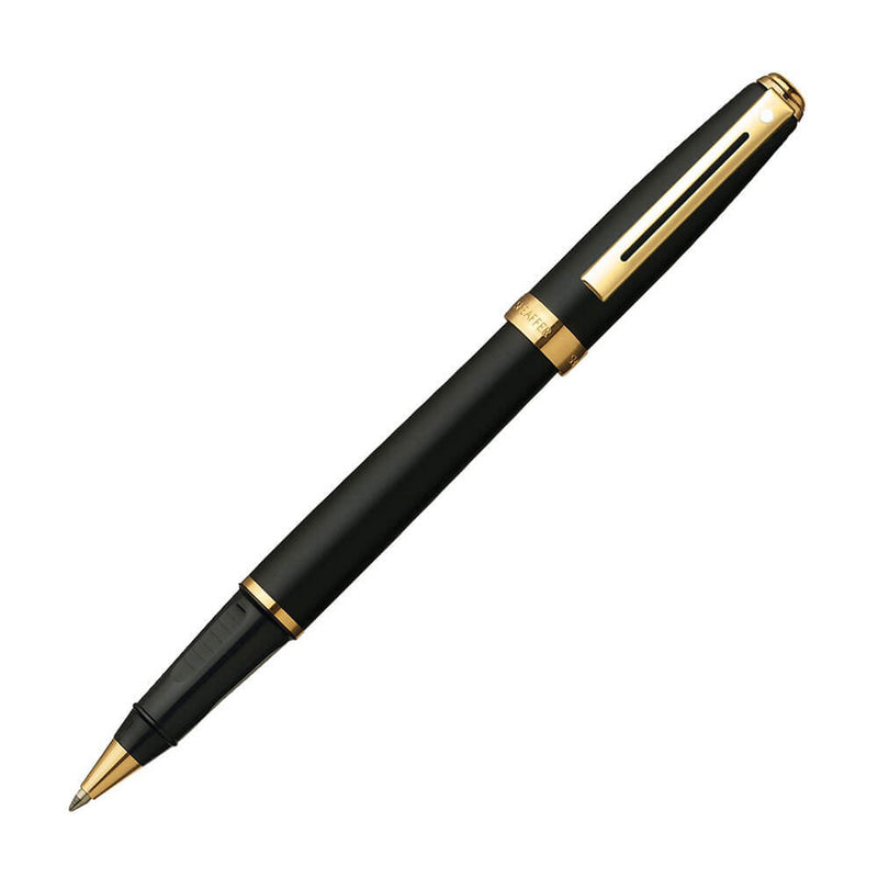 Długopis Prelude, czarny matowy/pozłacany 22CT