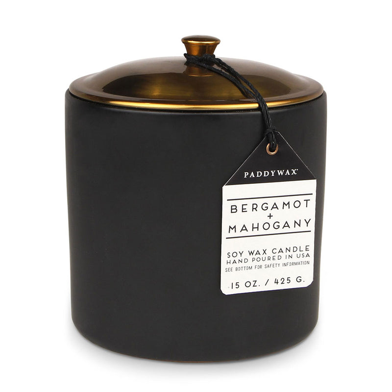Świeca mahoniowa Hygge Bergamotka w ceramice (czarna)