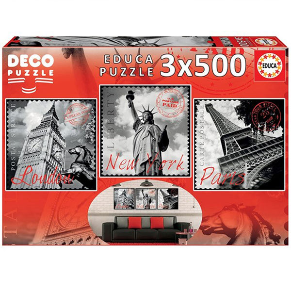 Educa Big Cities Deco Puzzle 3x500pcs