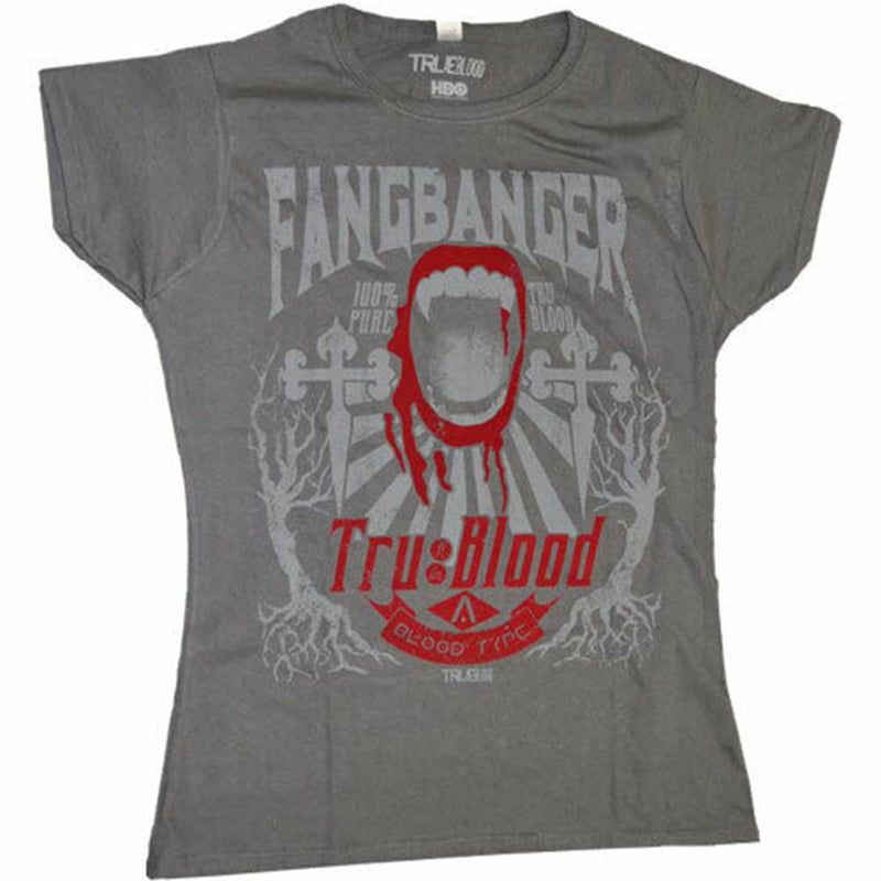 T-shirt damski True Blood Fangbanger z flokowanym wzorem
