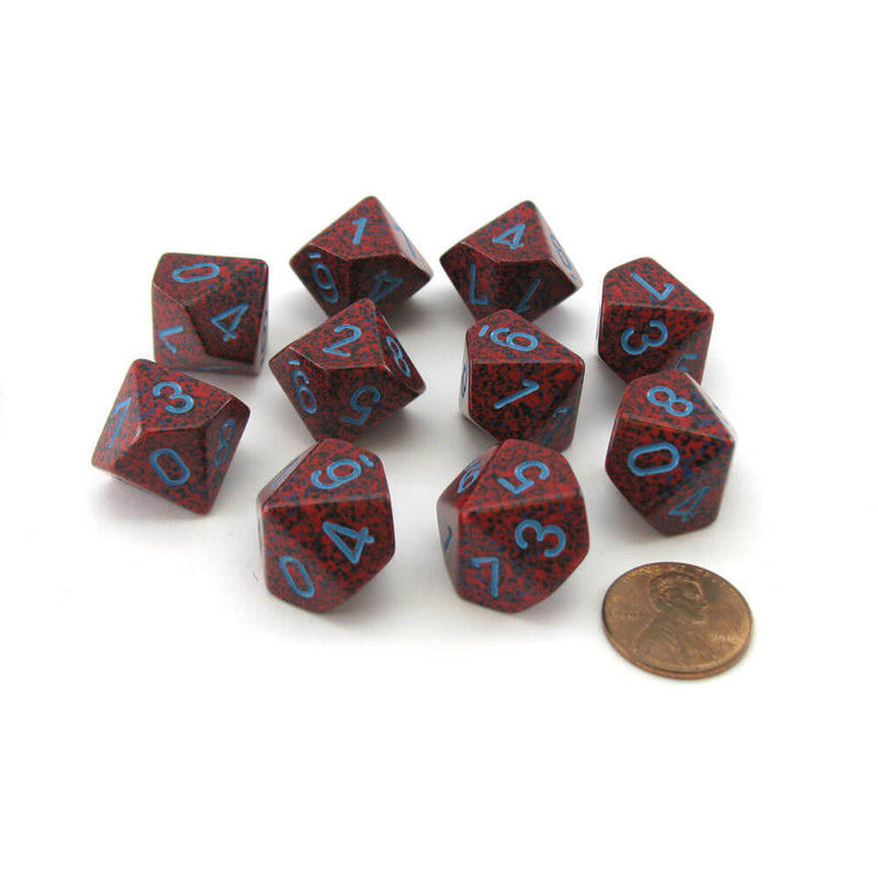 Zestaw 10 nakrapianych wielościennych kości Chessex D10