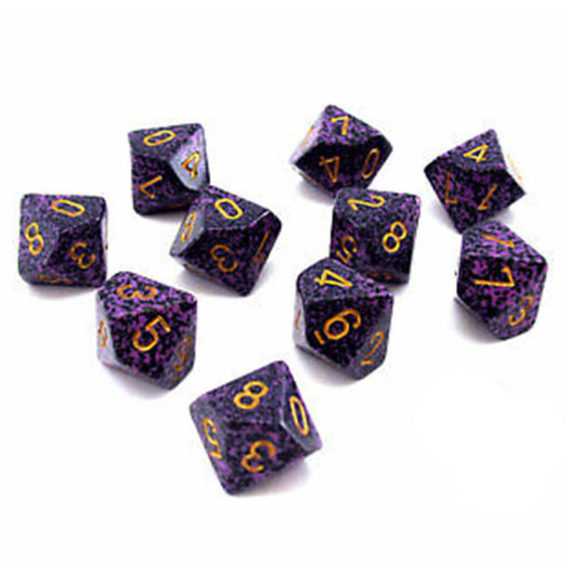 Zestaw 10 nakrapianych wielościennych kości Chessex D10