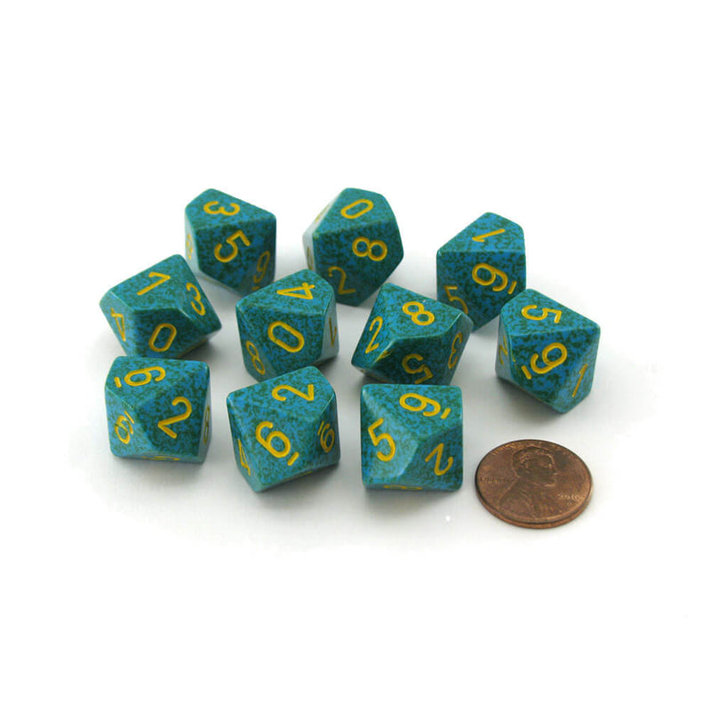 Zestaw 10 nakrapianych wielościennych kości Chessex D10