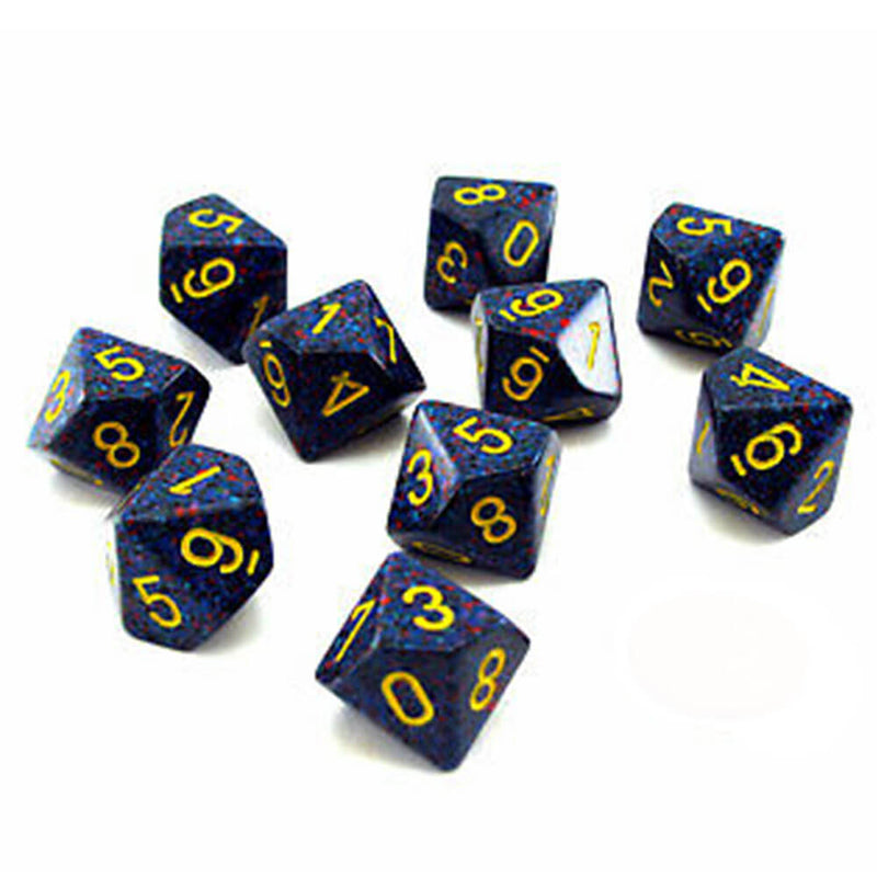 Zestaw 10 nakrapianych wielościennych kości Chessex D10