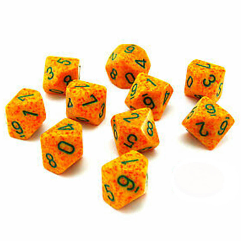 Zestaw 10 nakrapianych wielościennych kości Chessex D10