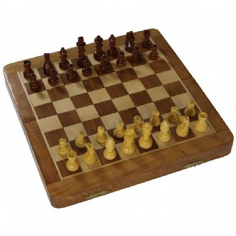 Hawstead Magnetic Folding Acacia Chess Set