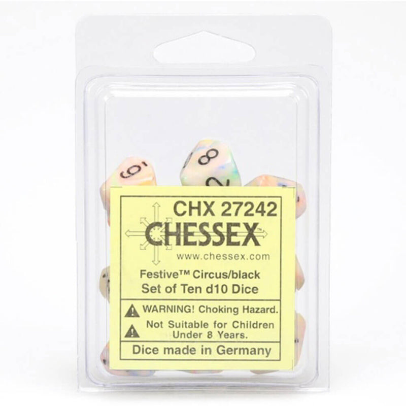 Świąteczny zestaw wielościenny Chessex D10 z 10 kostkami