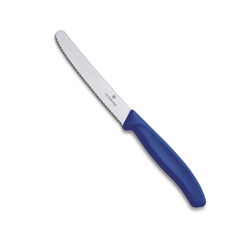 Klasyczny nóż do steków i pomidorów z zaokrągloną końcówką (niebieski)