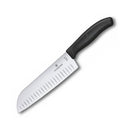 Nóż Santoku z szerokim ostrzem karbowanym 17 cm (czarny)