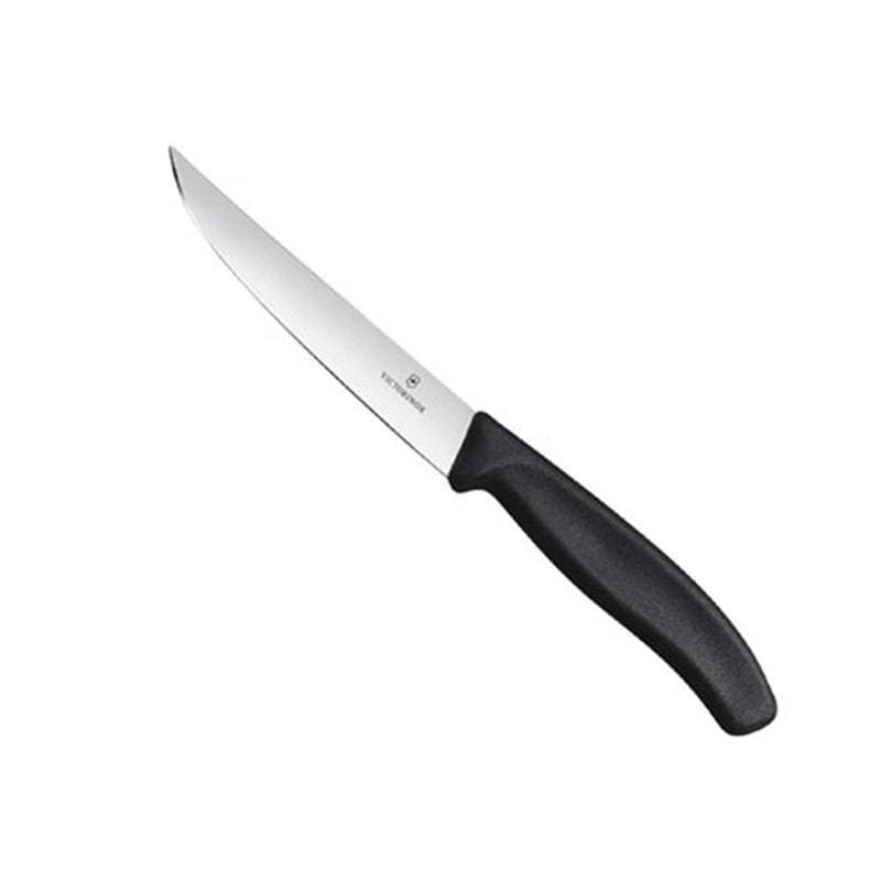 Nóż do steków z szerokim ostrzem i prostą krawędzią 12 cm (czarny)