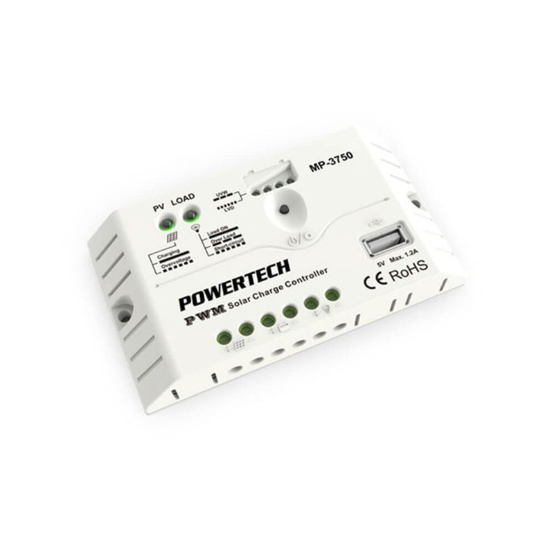 Kontroler ładowania słonecznego Powertech z USB (12 V/24 V)