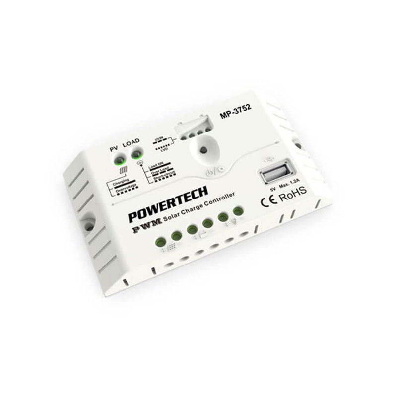 Kontroler ładowania słonecznego Powertech z USB (12 V/24 V)