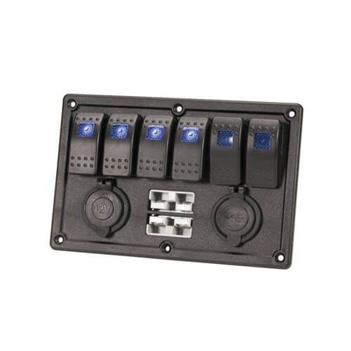 Illuminated Switch Panel With USB & Battery Plugs