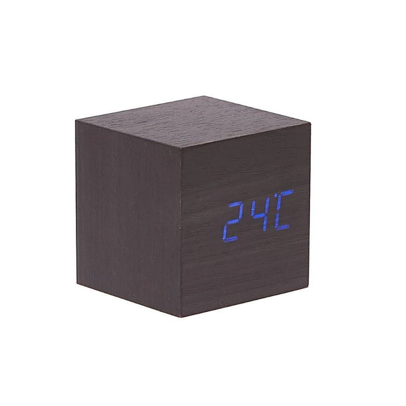 Zegar na biurko LED z drewnianą kostką z wyświetlaczem temperatury i daty