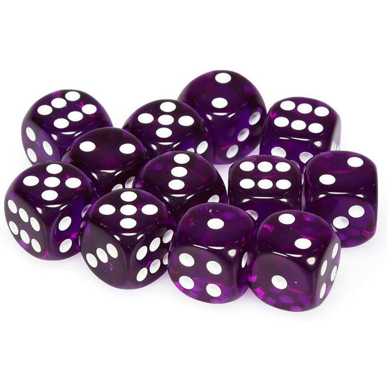 D6 Dice Translucent 16mm (12 Dice)