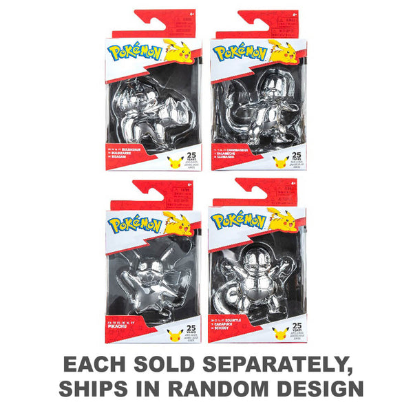 Pokemon 25th Anniversary Silver Figure 3" (Assortment of 6)