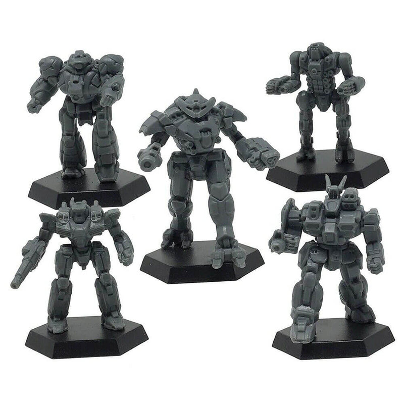 Kolekcja pięciu miniatur BattleTech RPG