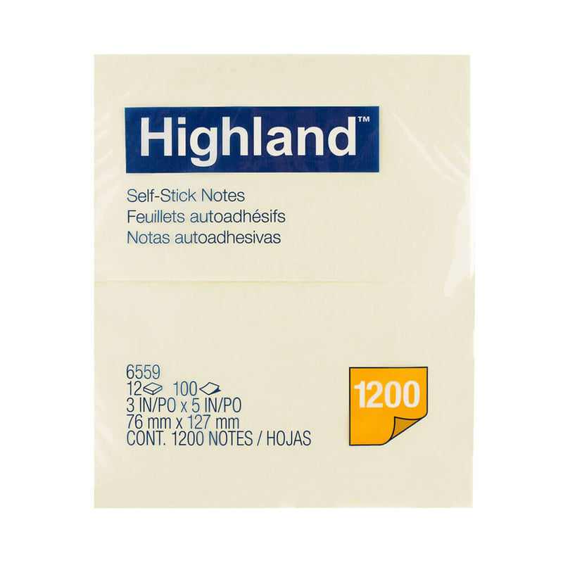 Notatki w sztyfcie Highland, żółte, 12 szt