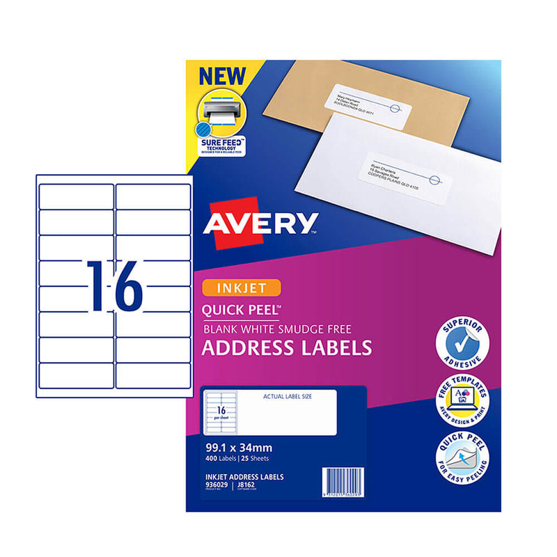Etykieta adresowa Avery do drukarek atramentowych (25 szt.)
