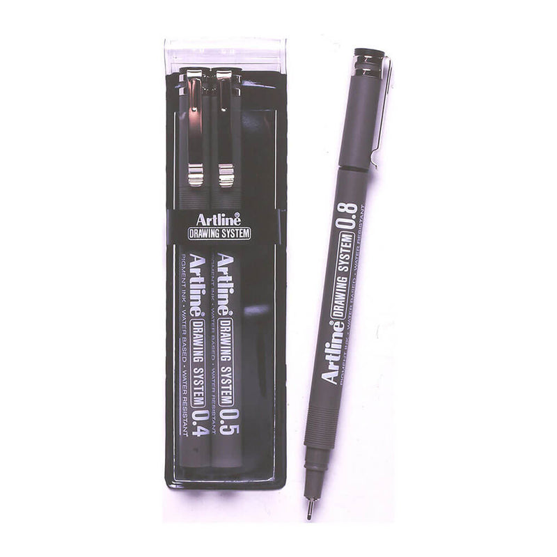Długopis Artline Drawing System, czarny (portfel 3 szt.)
