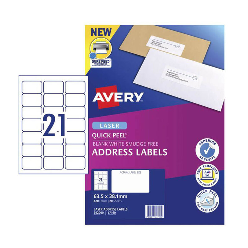 Opakowanie detaliczne Label Avery Laser (20 szt.)