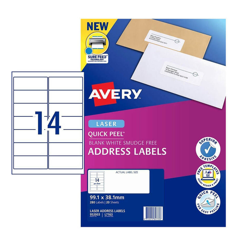 Opakowanie detaliczne Label Avery Laser (20 szt.)