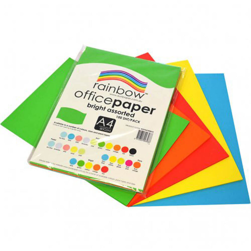 Papier biurowy Rainbow, 100 szt., 80 g/m² (jasny, różne rodzaje)