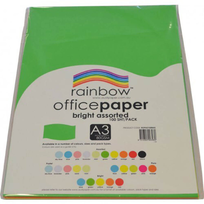 Papier biurowy Rainbow, 100 szt., 80 g/m² (jasny, różne rodzaje)