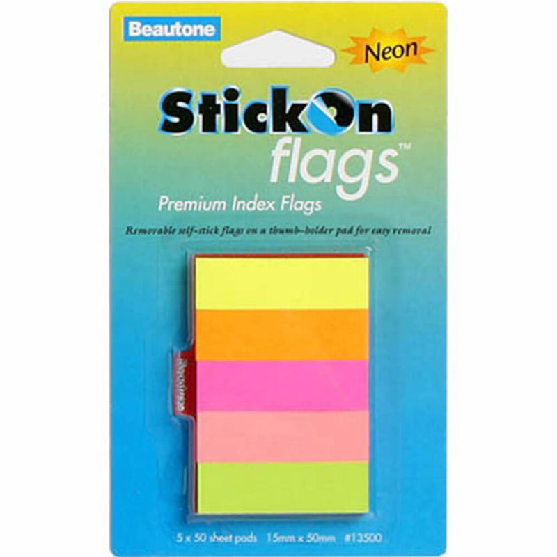 Beautone Stick On Flags 250 arkuszy (różne neony)