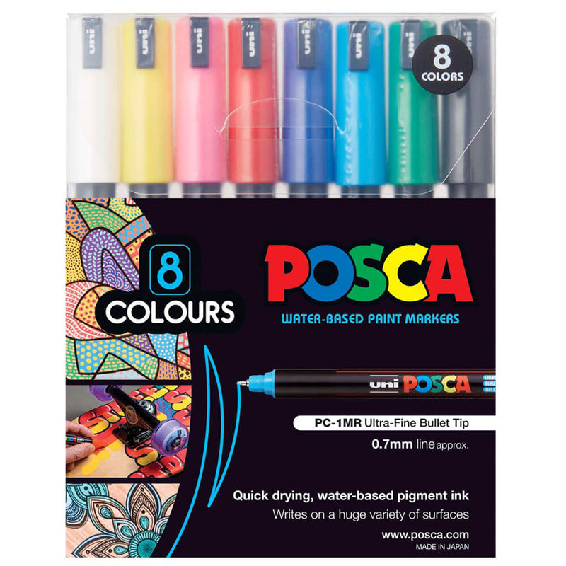 Marker farbowy Uni Posca Extra Fine (8 szt.)